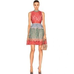 Alexis multicolored vedette lace halter Dress L